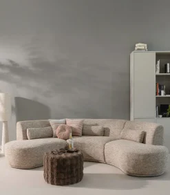 Outlet Loft Vloerlamp - Metaal/Bouclé - Naturel Met Stippen 130xØ30 cm Vloerlampen