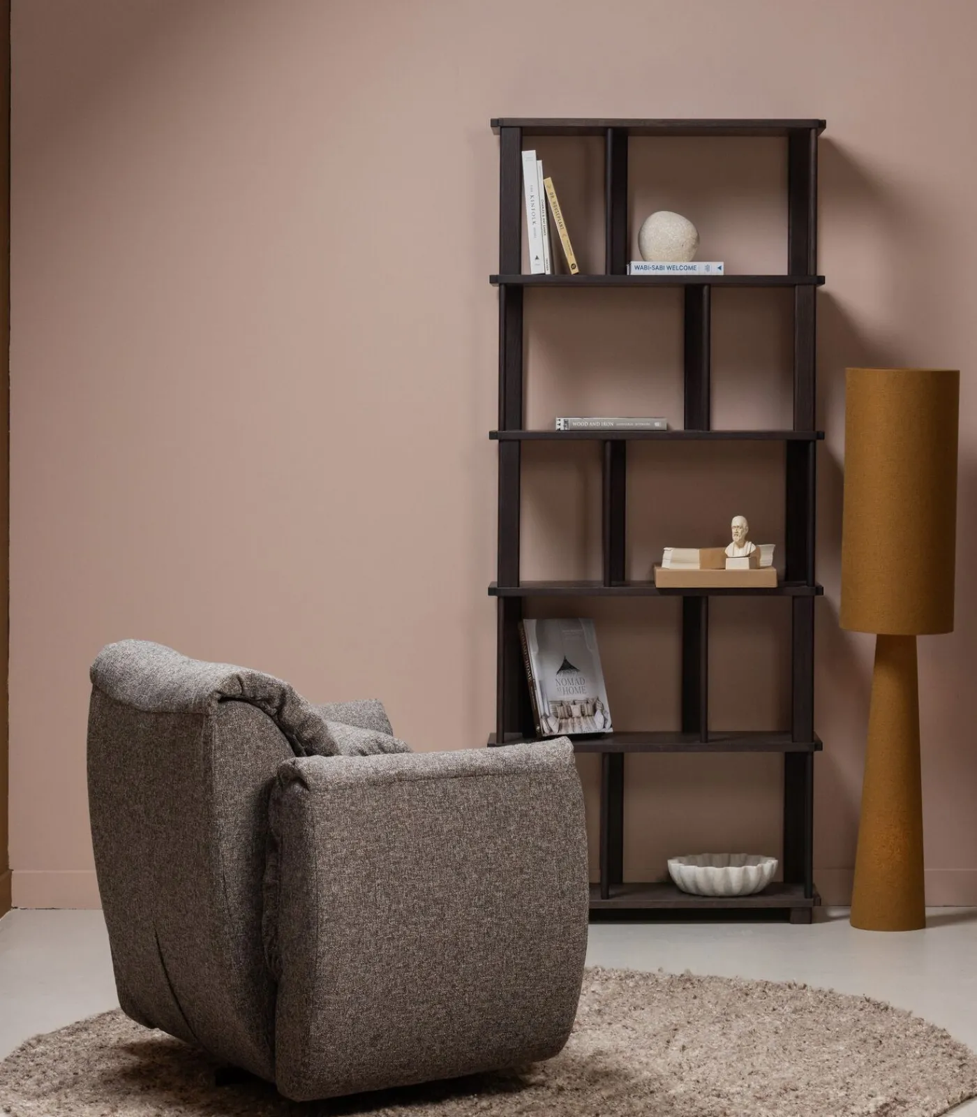 Outlet Loft Vloerlamp - Metaal/Bouclé - Tapenade - 130xØ30 cm Vloerlampen