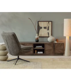 Discount Loft Vloerlamp - Metaal/Bouclé - Naturel Met Strepen 130xØ30 cm Vloerlampen