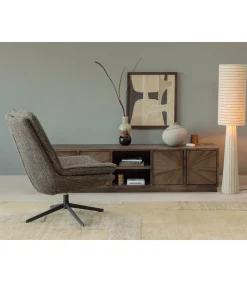 Discount Loft Vloerlamp - Metaal/Bouclé - Naturel Met Strepen 130xØ30 cm Vloerlampen