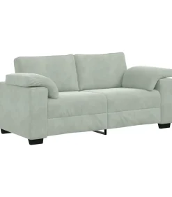 Best Loveseat bank 140 cm fluweel lichtgrijs Zetels