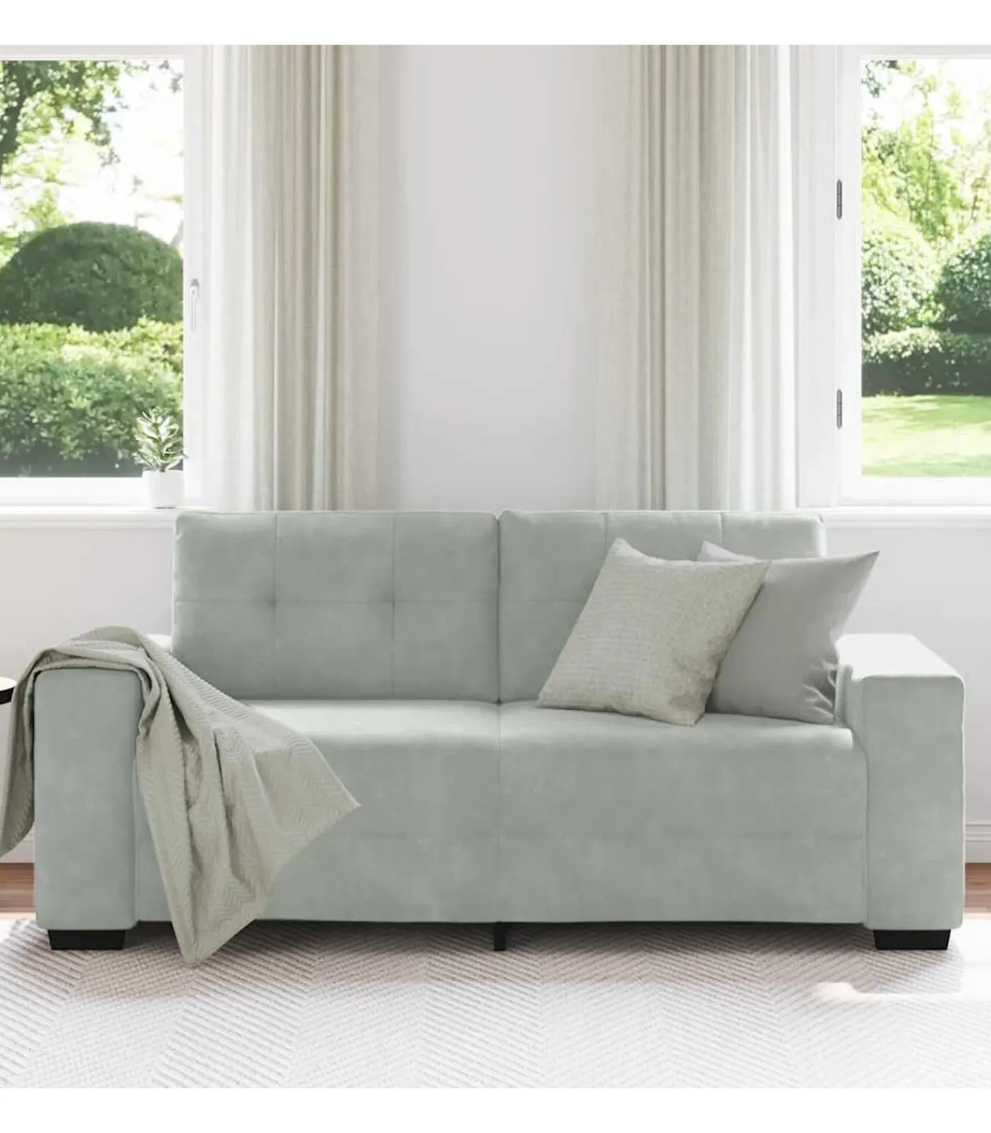 Loveseat bank 140 cm fluweel lichtgrijs Zetels