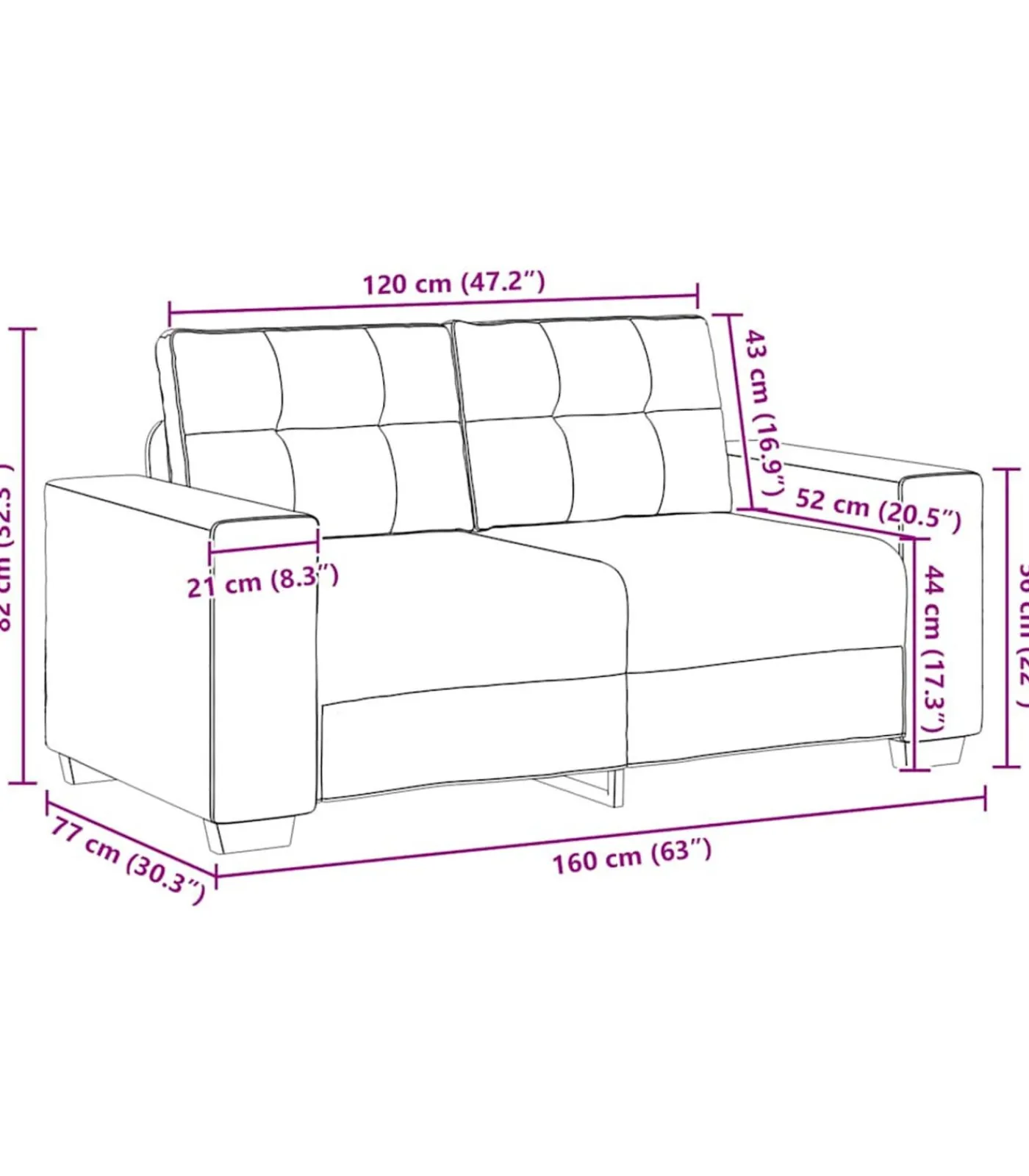 Clearance Loveseat bank 120 cm fluweel lichtgrijs Zetels