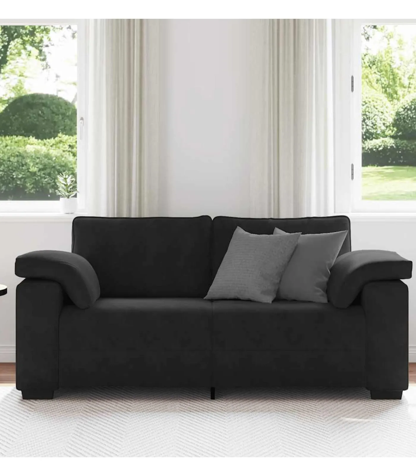 Loveseat bank 140 cm fluweel zwart Zetels