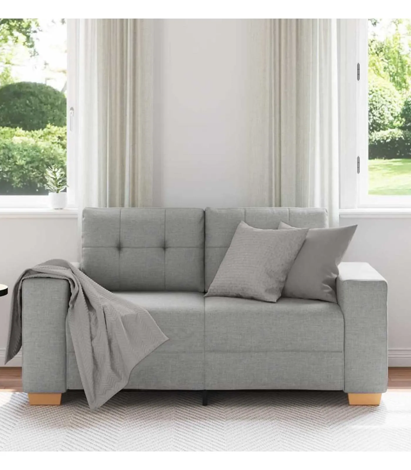 New Loveseat met kussen Wolkgrijs Stof Zetels