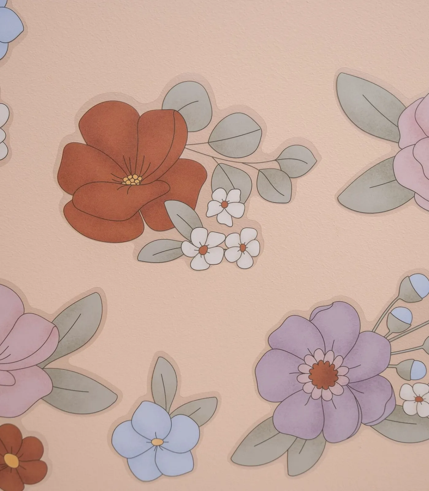 Outlet Luxe Muurstickers Vintage Little Flowers Wanddecoratie