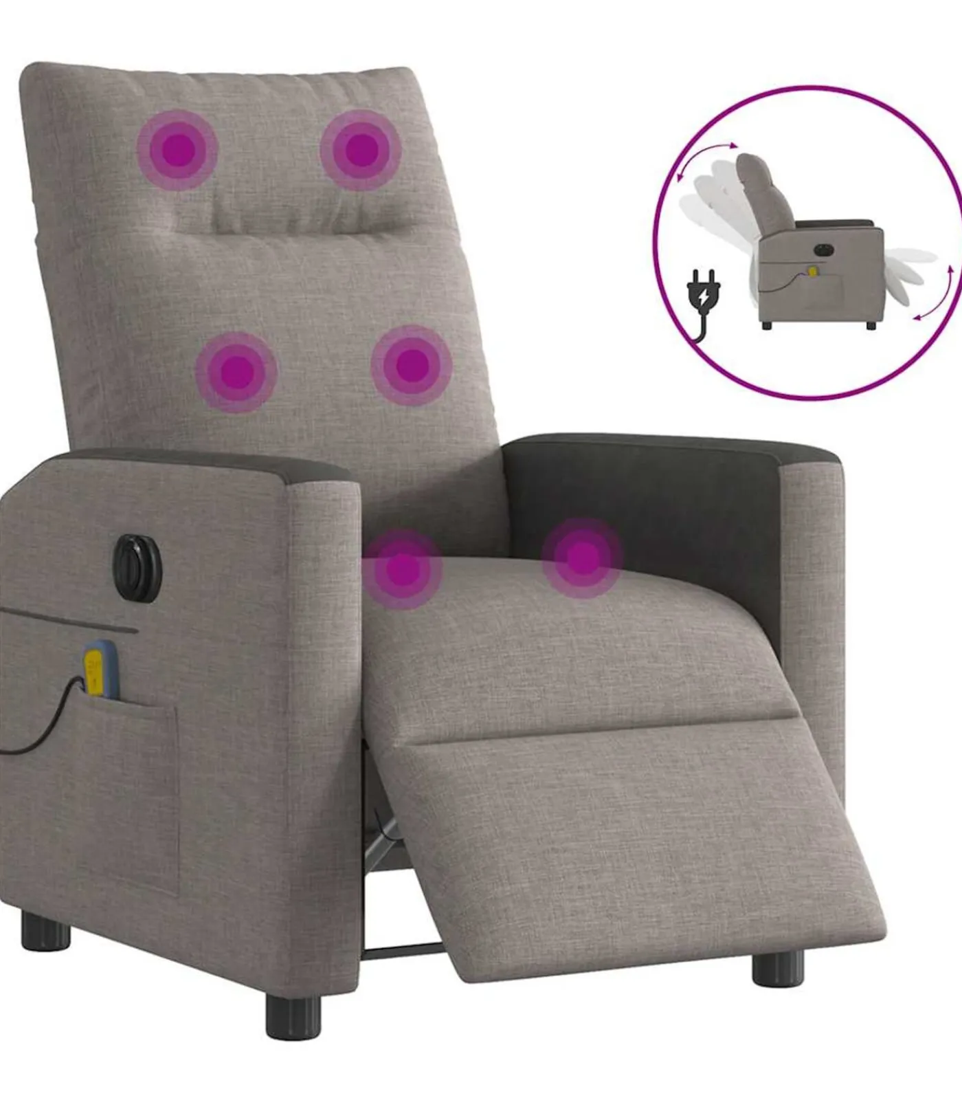 Outlet Massagestoel elektrisch verstelbaar stof taupe Zetels