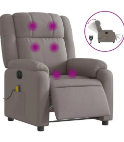 Hot Massagestoel elektrisch verstelbaar stof taupe Zetels