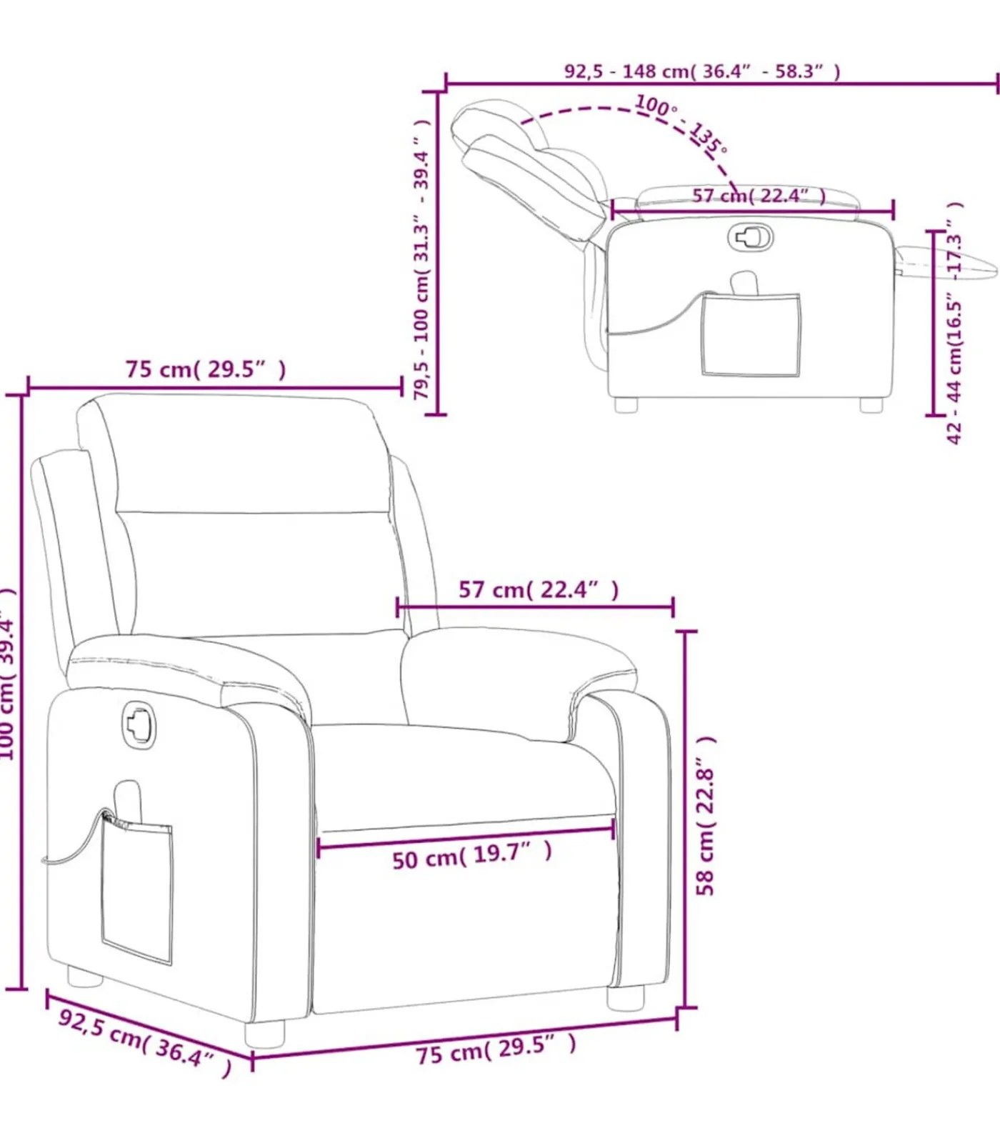 Clearance Massagestoel verstelbaar fluweel zwart Zetels