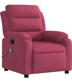 Online Massagestoel verstelbaar fluweel wijnrood Zetels