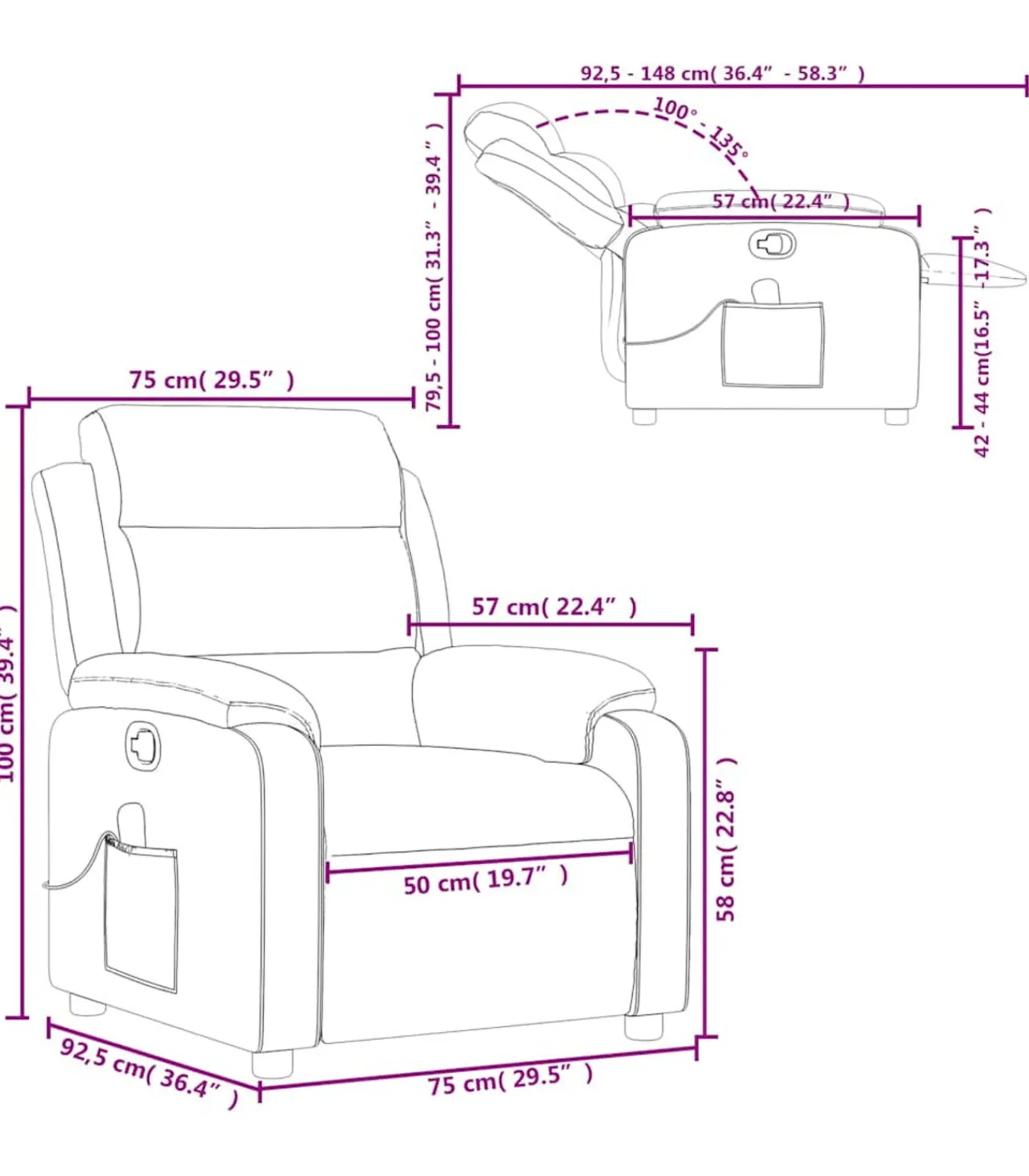Online Massagestoel verstelbaar fluweel wijnrood Zetels