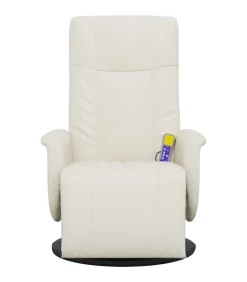 Outlet Massagestoel verstelbaar met voetensteun kunstleer crèmekleurig Zetels