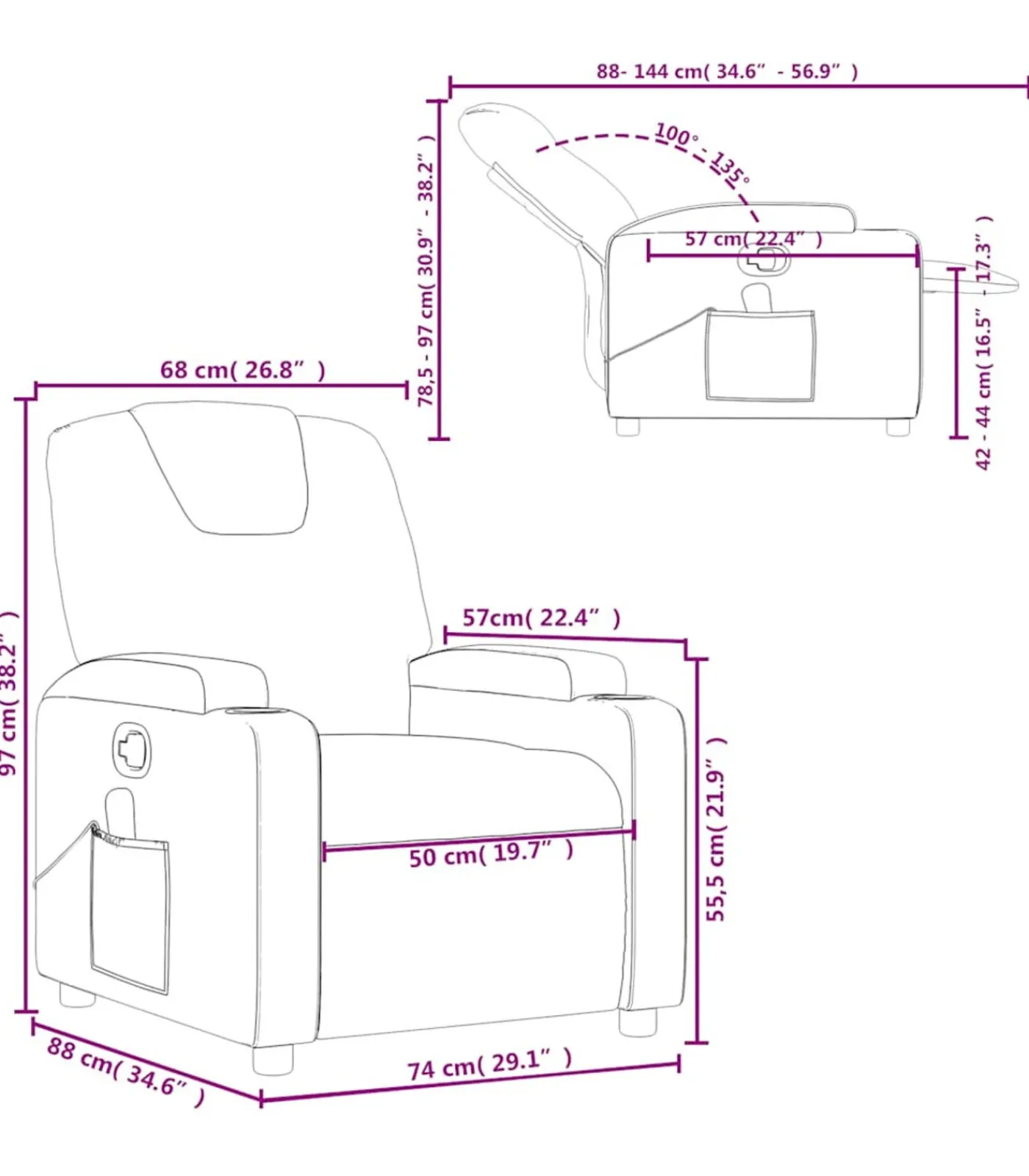 Online Massagestoel verstelbaar stof zwart Zetels