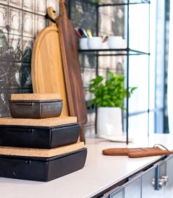 New Met deksel en kurk - Ovenschotel 20x13,5x8,5cm - Zwart Bakken