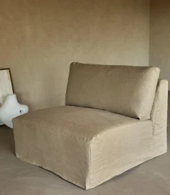 Outlet Modulaire loungestoel Nils in natuurlijk linnen, 1-zit Zetels