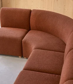 Outlet Modulaire 4-zitshoekbank Swann van massief acacia en terracotta stof Zetels