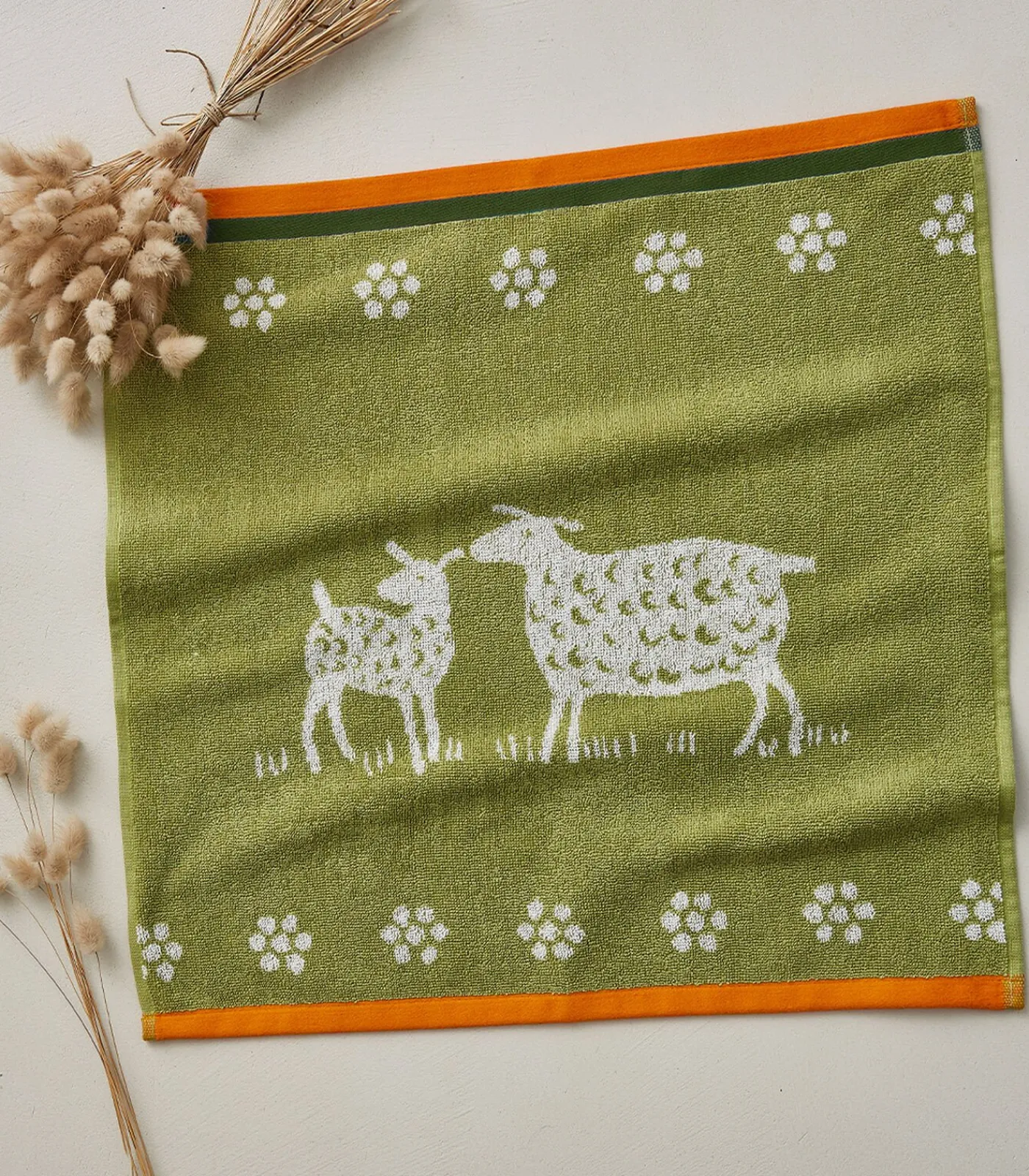Clearance Mouton - Badstof keukenhanddoek van katoenen jacquard met print 50 x 50 cm Keuken- & Tafellinnen