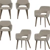 Clearance Murat Eetkamerstoelen Houten Bruine Poot - Naturel - Set van 6 Stoelen