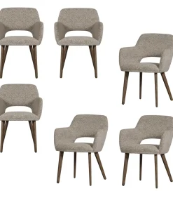 Clearance Murat Eetkamerstoelen Houten Bruine Poot - Naturel - Set van 6 Stoelen