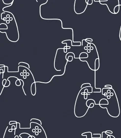 Outlet - Vliesbehang - Gamer Doodle Navy - 1000x52 Wanddecoratie