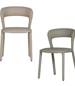Best Noble Eetkamerstoelen - Leerlook - Beige - Set van 2 Stoelen