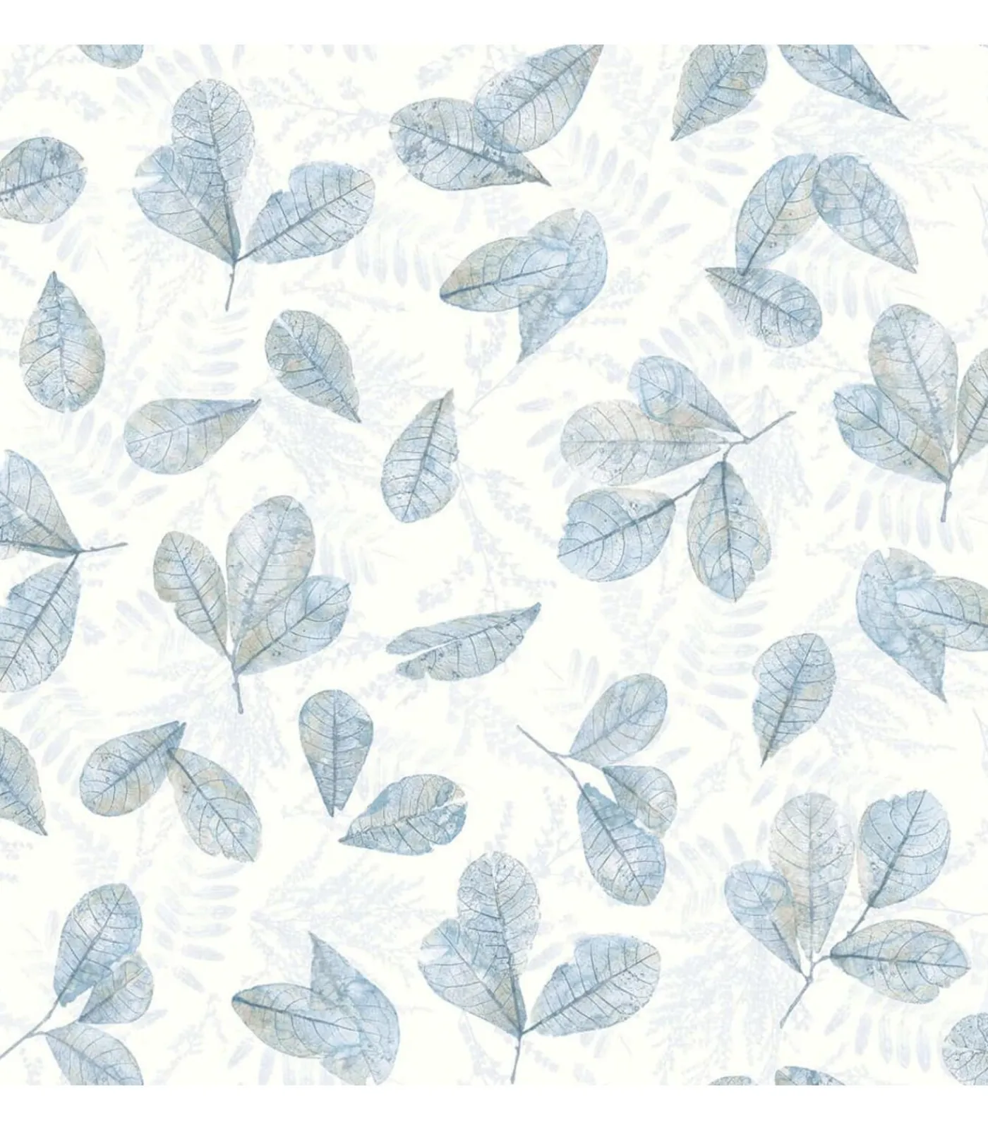 Hot Behang Evergreen Leaves wit en blauw Decoratie