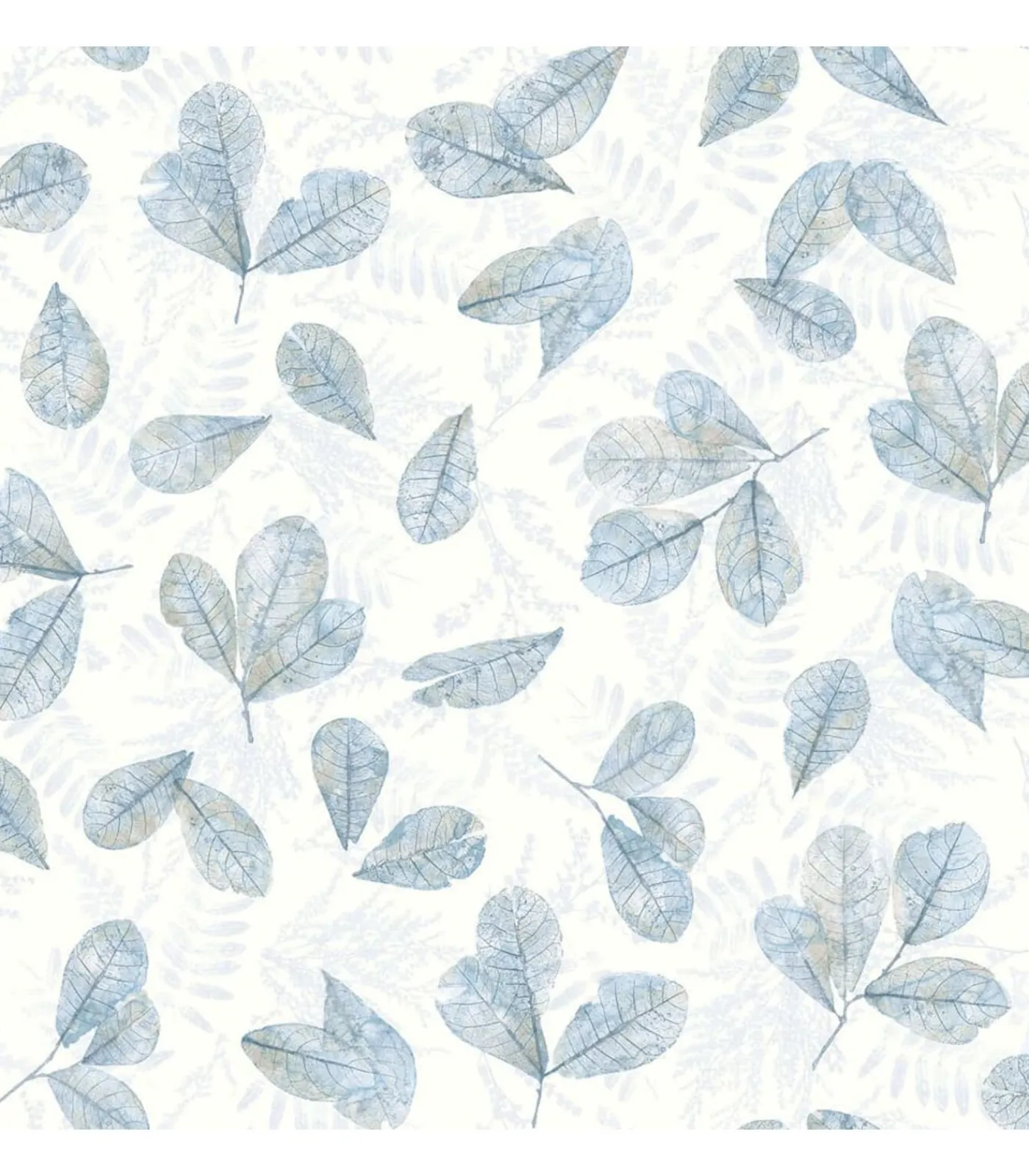 Hot Behang Evergreen Leaves wit en blauw Decoratie