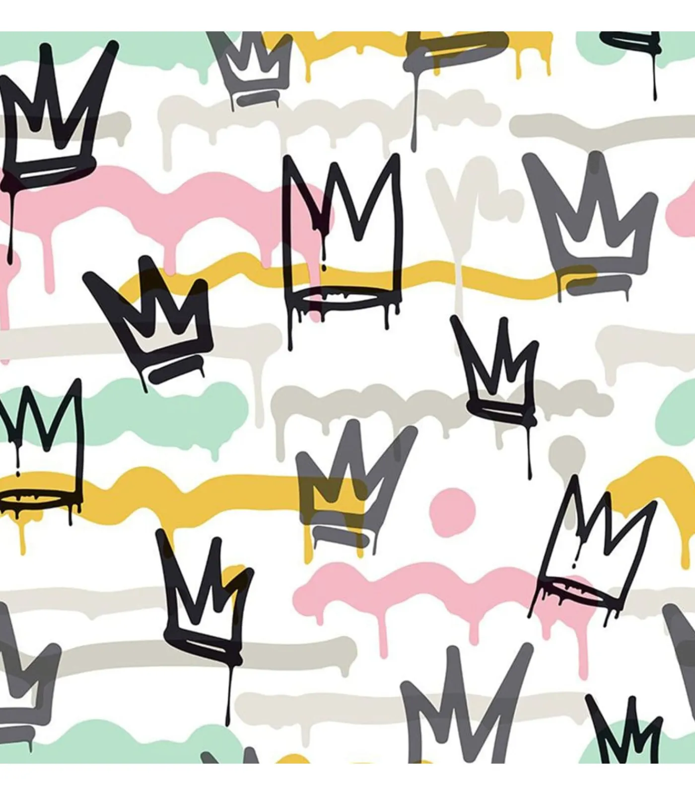 Online Behang Friends & Coffee Sith Graffity and Crowns zwart & wit Decoratie