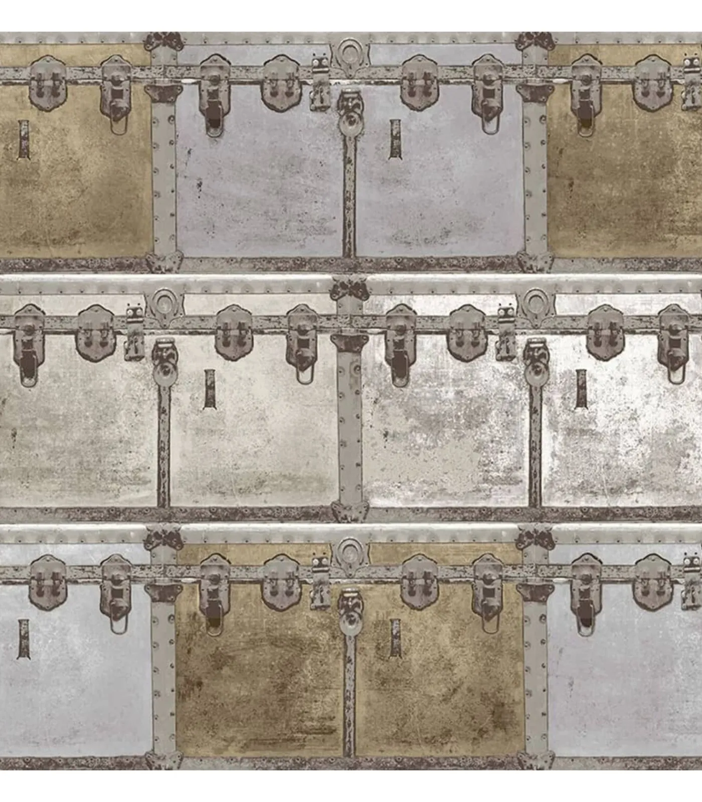 Outlet Behang Friends & Coffee Boxes and Locks metallic en grijs Decoratie