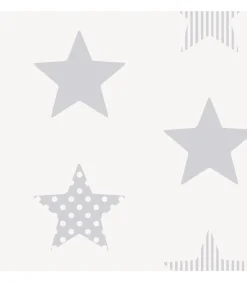 Outlet Behang Kids @ Home Superstar zilverkleurig en wit Decoratie