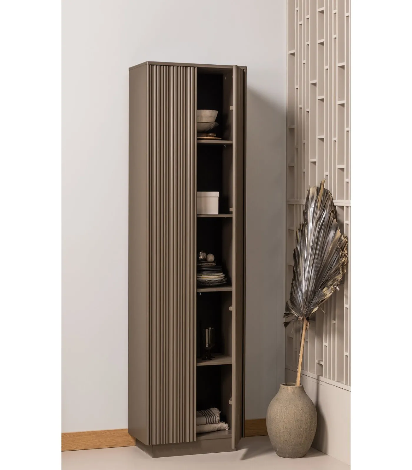 Clearance Nova Hoge Kast - Grenen - Truffel Bruin - 215x67x40 Meubels