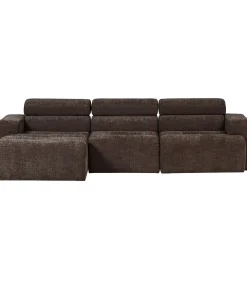 Discount Novi Chaise Longue Bank Links - Polyester - Donkerbruin Melange Zetels
