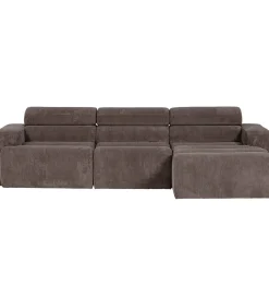 Discount Novi Chaise Longue Bank Rechts - Ribstof - Grijsbruin Zetels