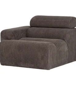 Novi 1-Zits Element Bank Arm Rechts - Ribstof - Grijsbruin Zetels