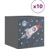 Best Opbergboxen 10 st inklapbaar 32x32x32 cm ongeweven stof grijs Organiseren
