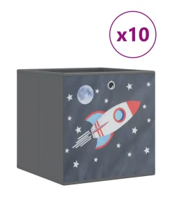 Best Opbergboxen 10 st inklapbaar 32x32x32 cm ongeweven stof grijs Organiseren