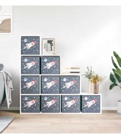 Best Opbergboxen 10 st inklapbaar 32x32x32 cm ongeweven stof grijs Organiseren