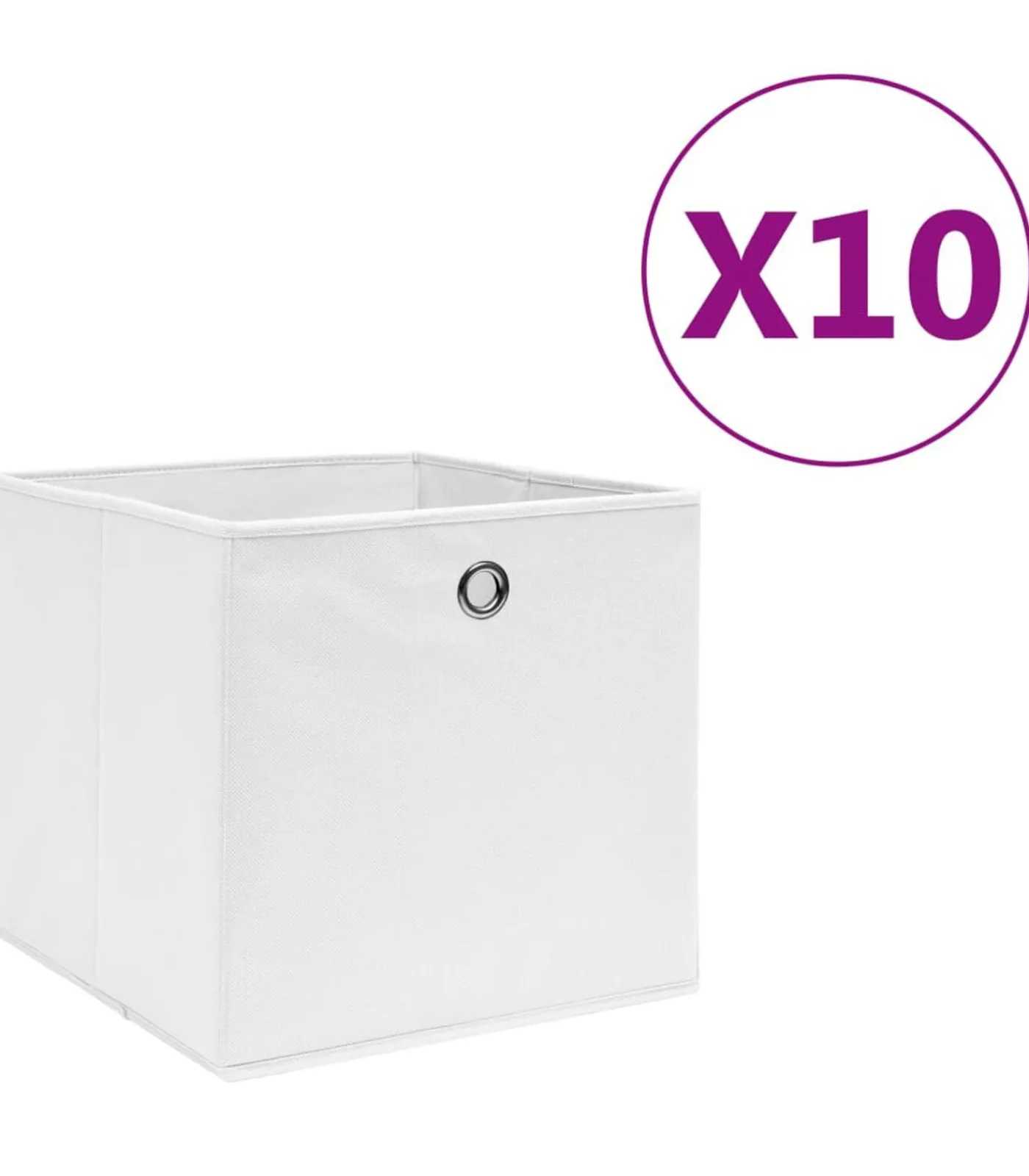 Hot Opbergboxen 10 st 28x28x28 cm nonwoven stof wit Organiseren