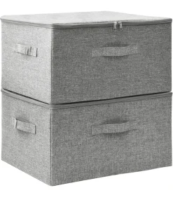 New Opbergboxen 2 st 43x34x23 cm stof grijs Organiseren