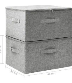 New Opbergboxen 2 st 43x34x23 cm stof grijs Organiseren