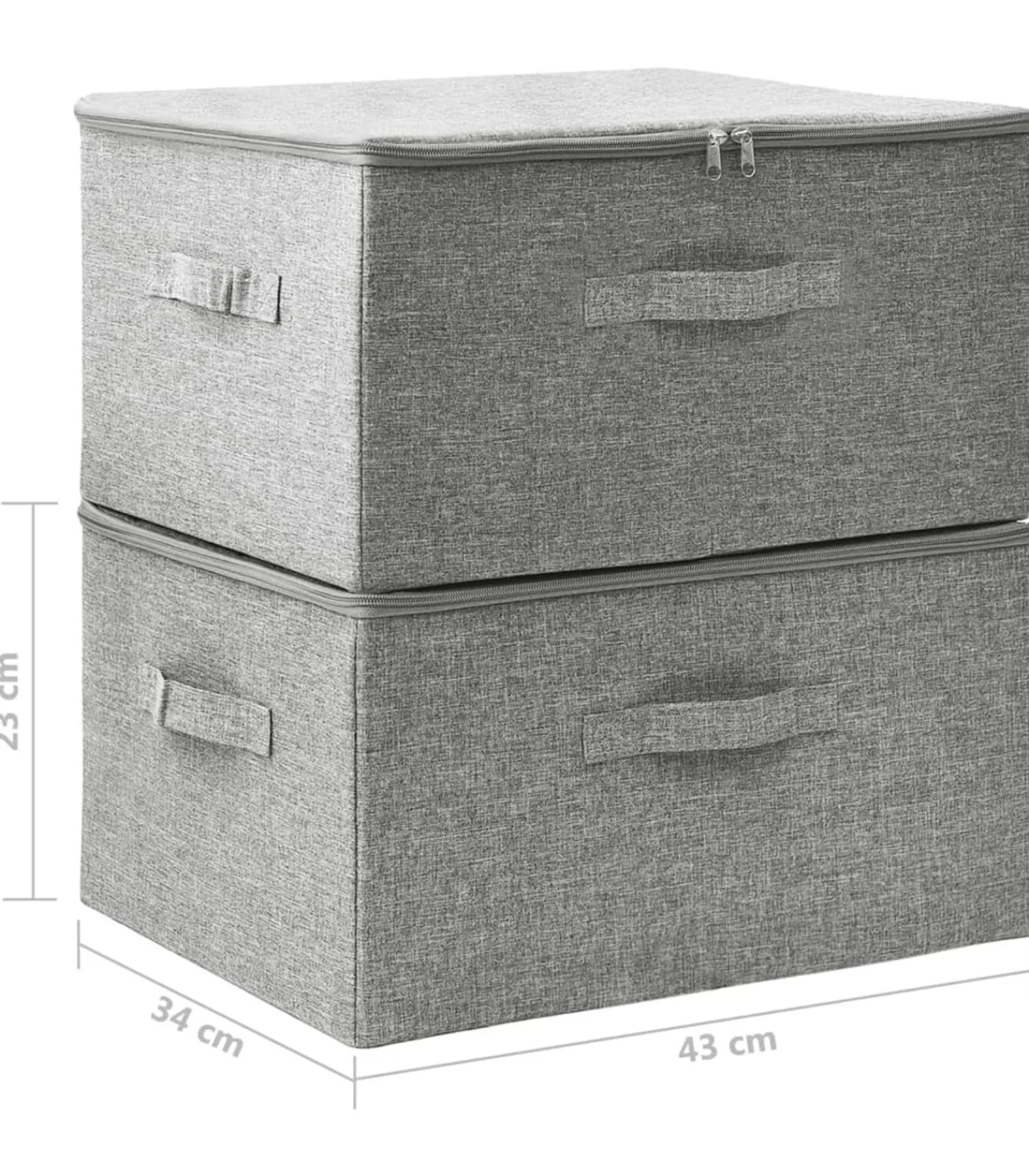 New Opbergboxen 2 st 43x34x23 cm stof grijs Organiseren