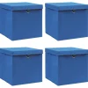 Hot Opbergboxen met deksel 4 st 32x32x32 cm stof blauw Organiseren