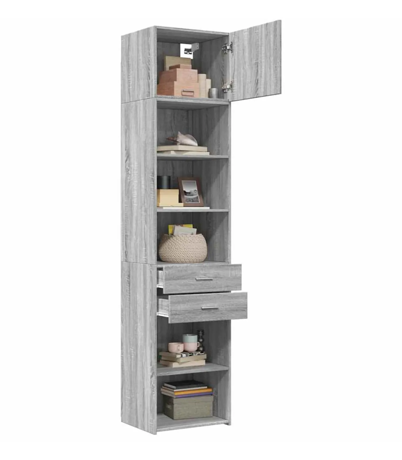 Online Opbergkast smal 50x42,5x225 cm bewerkt hout grijs sonoma eiken Meubels