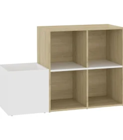 Best Opbergkast 105x35,5x70 cm bewerkt hout wit en sonoma eikenkleur Organiseren