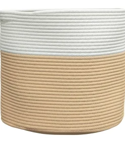 Clearance Opbergmand Ø 40x35 cm katoen beige en wit Manden En Bakken