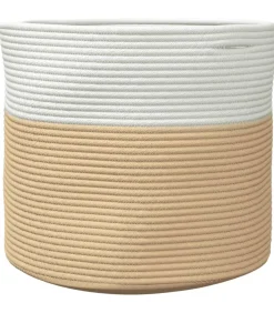Clearance Opbergmand Ø 40x35 cm katoen beige en wit Manden En Bakken