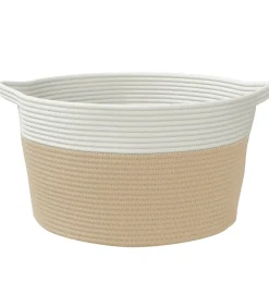 Outlet Opbergmand Ø 40x25 cm katoen beige en wit Manden En Bakken