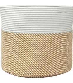 Opbergmand Ø 40x35 cm katoen bruin en wit Manden En Bakken