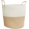 Best Opbergmand Ø 43x38 cm katoen beige en wit Manden En Bakken