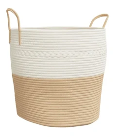 Best Opbergmand Ø 43x38 cm katoen beige en wit Manden En Bakken